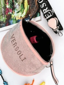 1 件耀眼闪亮时尚风格女士包，多功能单肩包收纳休闲包手提包，适合旅行、学生、购物、休闲、度假 - 粉色 - 查看 2