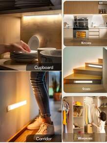 NBBUFF 18 Inch USB Rechargeable Motion Sensor LED Bar Lights, Magnetic Night Lights, 3 Color Temps Dimmable, Under Cabinet Lights For Pantry Lighting, Kitchen Lighting, Bedroom Lighting, Wardrobe Lighting - Multicolor - View 7