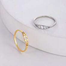 1 Stück minimalistischer Edelstahl Halbmond Blumen Design Ring, moderner Titanstahl Ring für Frauen, geeignet für den täglichen Gebrauch, perfektes Geschenk für Freunde und Familie
