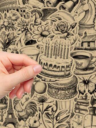 50 adet Retro Vintage Kraft Çıkartmalar El Kitabı Dizüstü Bilgisayar Cep Telefonu Kılıfı Bagaj Kaykay Kask Dekoratif Çıkartmalar, Okul Malzemeleri, Okula Dönüş