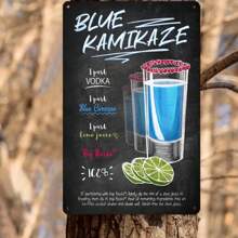 1PC Blue Kamikaze Drink Recipe Tin Sign, Vintage Chalkboard Art, Cocktail Recipe Design, 8x12 Inches/ 20x30 Cm - 8x12inch/20x30cm-1pc - View 8