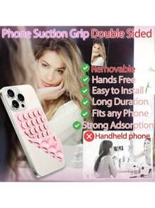 Strong Grip Silicone Phone Case With Double-Sided Suction Cup Stand - Hands-Free Stand, Suitable For Selfie And Video, Durable Phone Accessory Compatible With IPhone, Android Phone, Gift For Birthday, Family, Friends Phone Holder, Phone Stand, Phone Accessories