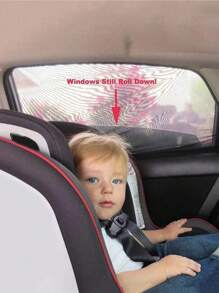 2 piezas Parasol para asiento de coche de bebé, Cortinas para ventana de coche de niño, Parasol de malla negra para ventana lateral del asiento trasero, Diseño transparente y transpirable, No bloquea la visión ni interfiere con el funcionamiento de la ventana, Adecuado para dar sombra y protección contra mosquitos para bebés y niños en automóviles