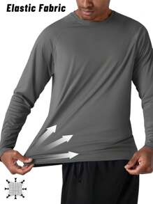 EKLENTSON Men's Summer UPF50+ UV Protection T-Shiets Outdoor Sports Long Sleeve Tees Lightweight Quick Dry Breathable Shirts Gym Workout  Rash Guard Tops - Dark Grey - View 5