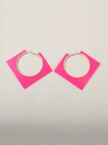 2pcs Square Hollow Black Earrings, Fashion Personalized Minimalist Resin Stud Earrings For Women