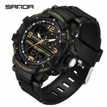 SANDA. SANDA Luxury G Series Shock-Resistant Men's Electronic Watch, Outdoor Sports LED Pointer/Digital Dual Display Chronograph, Military Dual Display, 50M Water Resistant - one-size - View 18