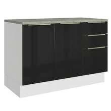 Gabinete Bajo Cocina Madesa Lux 120cm Con Encimera Blanco/Negro - Blanco y Negro - Ver 1