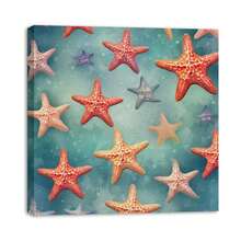 1 Piece Home Decor Wall Framed Canvas Starfish Pattern Home Decor Framed Canvas Wall Art Paintings For Living Room - Canvas Framed Print Wall Artworks Bedroom Decoration Office Wall Decor - 彩色 - 查看 1