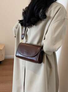 Bolso bandolera cuadrado de correa ancha estilo vintage chic - Bolso cruzado con solapa de color liso y elegante con correa ajustable para mujeres - Perfecto para uso diario y viajes