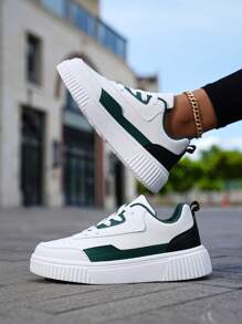 Women Casual Lightweight Breathable Anti-Slip Wear-Resistant Low-Top Contrast Color Sports/Sneaker Shoes, Spring Daily Versatile - White Green - View 6