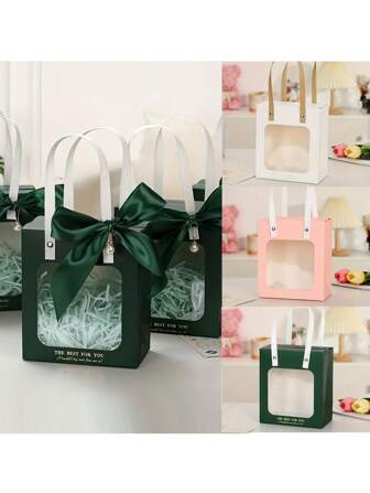 6/12 件带窗口的优雅透明礼品袋 - 非常适合伴娘、生日和特殊场合 - 适合婚礼、青年派对、教师感恩节