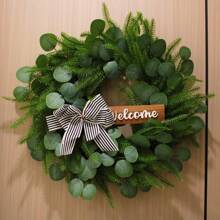 Couronne de fleurs d'accueil artificielles, décoration florale de plantes d'extérieur factices pour arrière-plan mural