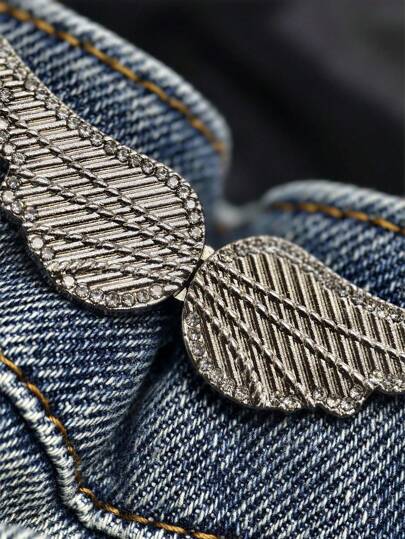 1 Pair Of Waist Shaper Wing Buckles With Detachable No-Nail No-Sew Buckle For Jeans - Detachable Waistband Reducer