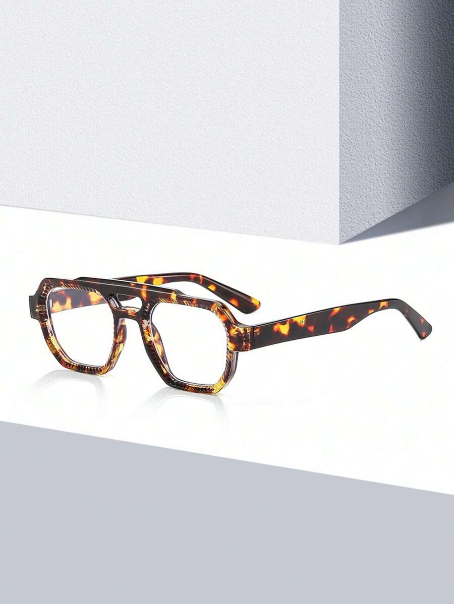 1 par de gafas de hombre de moda estilo aviador con doble puente y lentes transparentes
