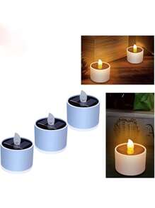 1/6pcs太阳能灯花园户外防水儿童房照明家用小夜灯庭院装饰感应吊灯阳台布置蜡烛灯 - 彩色 - 查看 6