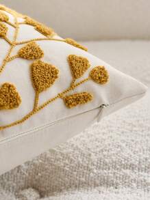 1pc Yellow Leaves Embroidered Decorative Pillow Cover, Suitable For Indoor Decoration, All Season, No Filler Included - Yellow - View 8