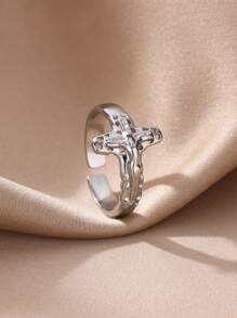 1 pièce Bague croisée latérale ouverte Jésus Christ Bague de bande chrétienne unisexe Cadeaux de bague de doigt