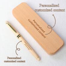 Personalized Maple Wood Pen Set, Customizable Engraved Signature Pen, Push-Button Cap, Medium Nib, Ideal Office Gift For Teachers, Anniversary, Valentine's Day - Multicolor - View 3