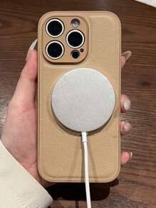 Luksusowe etui magnetyczne ze sztucznej skóry z ładowaniem bezprzewodowym kompatybilne z iPhone 16 15 14 13 12 Pro Max Plus Miękki silikonowy pokrowiec odporny na wstrząsy - Czarne - Zobacz 5
