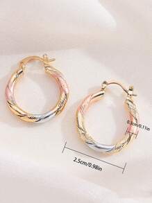 2 piezas de pendientes de aro coloridos y de moda, con tono de cobre, adecuados para el uso diario de mujeres, uso en fiestas y como regalo para ocasiones festivas - Multicolor - Ver 2