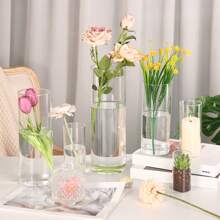 Tomnk 5/20/35/50pcs Glass Cylinder Vases, Glass Candle Holders-4, 6, 8, 9.8, 11.8 Inch Tall Hurricane Floating Glass Candle Holders Clear Flower Vases For Centerpieces Home Table Decor Wedding Party Decorations, Mother's Day Decor, Ideal Mother's Day Gift - trong suốt - Xem 4