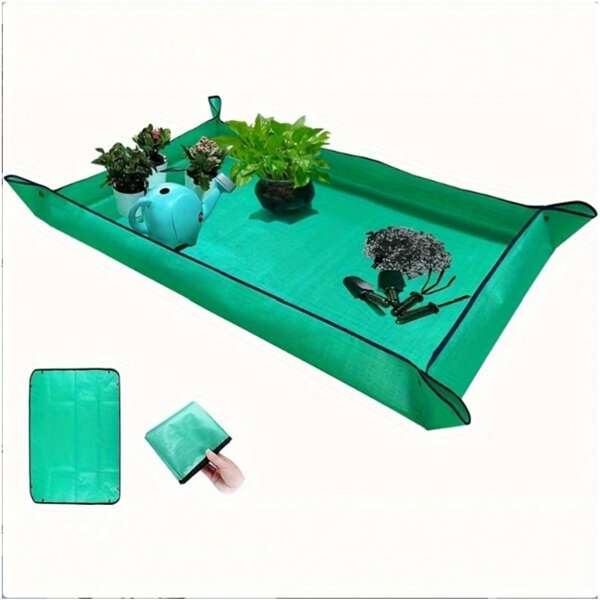 1 pieza Tapete repotabilidad antideslizante y resistente al agua para jardinería interior y exterior, trasplante de suculentas y plantas, protector de piso de PE resistente y de múltiples usos para herramientas de cultivo