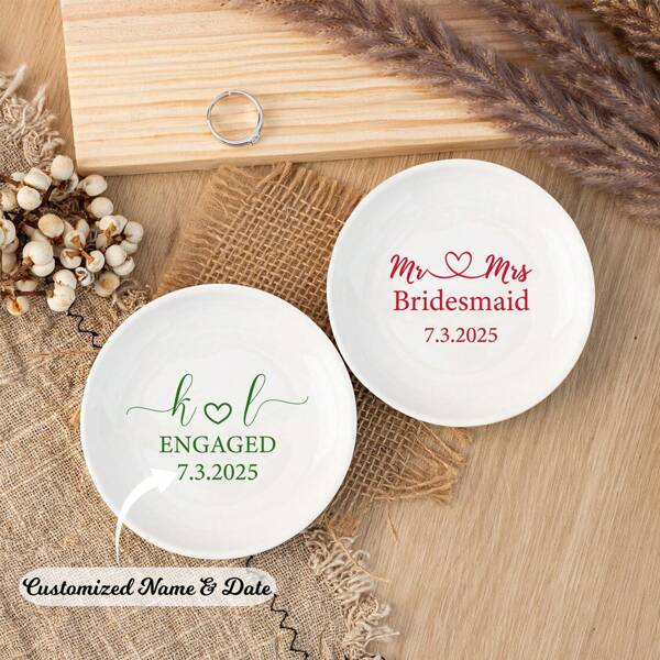 Customized Wedding Ring Dish, Personalized Engagement Gifts, Initial Ring Dish, Gifts For Couple, Ring Holder Dish, Valentine's Day Gifts