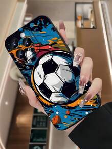 1 قطعة كفر هاتف مضاد للسقوط ذو تصميم فريد ومبتكر مرسوم بلون أسود للكرة القدمية متوافق مع أجهزة آيفون 16، 15، 14، 13، 12، 11 برو ماكس والسلسلة - متعدد الألوان - مشاهدة 4