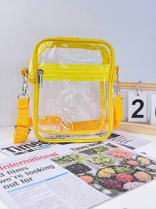 1pc PVC Material Transparent Zipper Closure Unisex Crossbody Bag/Jelly Bag, Suitable For Summer Outdoor Use And Birthday Gift - A - View 15