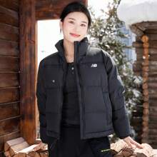 New Balance 女款绗缝外套，休闲运动风，简约设计，舒适保暖，防风，立领，AWJ44306BK - 黑色 - 查看 8