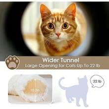 Peekaboo Cat Tunnel Bed With Washable Soft Mat - Cozy Furry Tube For Indoor Cats, Kittens, Puppies, And Rabbits - Grey