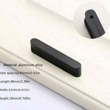 1pc Black Aluminum Alloy Cabinet Handle, Kitchen Drawer Pull, Knob Furniture Hardware - Multicolor - View 13