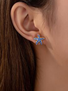 1 Pair Enameled Starfish Stud Earring For Women Summer Vocation Beach Earrings Jewelry