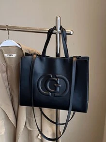 Large Capacity Waterproof Business Casual Fashion Solid Color PU Leather Women Backpack/Shoulder Bag, Suitable For Girls, Ladies, College Students, Newlyweds And Office Workers, Great For Work, Business, Commuting, School And More - Black - View 1