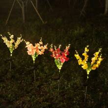 1 件太阳能蝴蝶兰精致花园装饰灯太阳能通道灯情侣礼物草坪灯适用于户外庭院花园草坪围栏车道装饰，无遥控器，塑料灯罩，太阳能节日草坪装饰