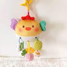 螃蟹与小鸡拉线玩具 - 柔软可爱的婴儿毛绒小鸡拉线玩具，适合婴儿床悬挂和早期教育，青少年床上玩具 | 彩色青少年玩具 | 毛绒涤纶玩具