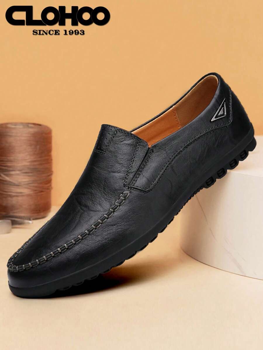 Giày lười nam hàng hiệu CLOHOO làm thủ công, đế cao su hai lớp, da thật, chống trượt, thoải mái khi lái xe và đi làm