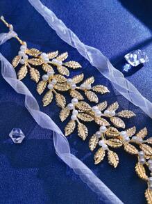 金属金箔装饰发箍，优雅时尚，适合日常佩戴、婚礼、派对、摄影、情人节等场合。 - 金色 - 查看 4