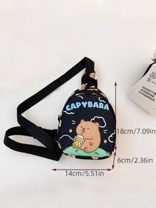 Capybara Pattern Kids Waist Bag, Cartoon Fashion Girls Mini Chest Bag, Casual Sling Crossbody Bag For Boys Toddler, Lightweight