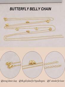 Sexy Butterfly Waist Chains For Women, Butterfly Chain Adjustable Waterproof Delicate Body Chain Sexy Bikini Tassel Waist Tassel Butterfly For Women Beads Crystal Seastar Chain Dainty Summer Beach Body Chains Jewelry For Women And Girls - Butterfly Waist Chain - View 4