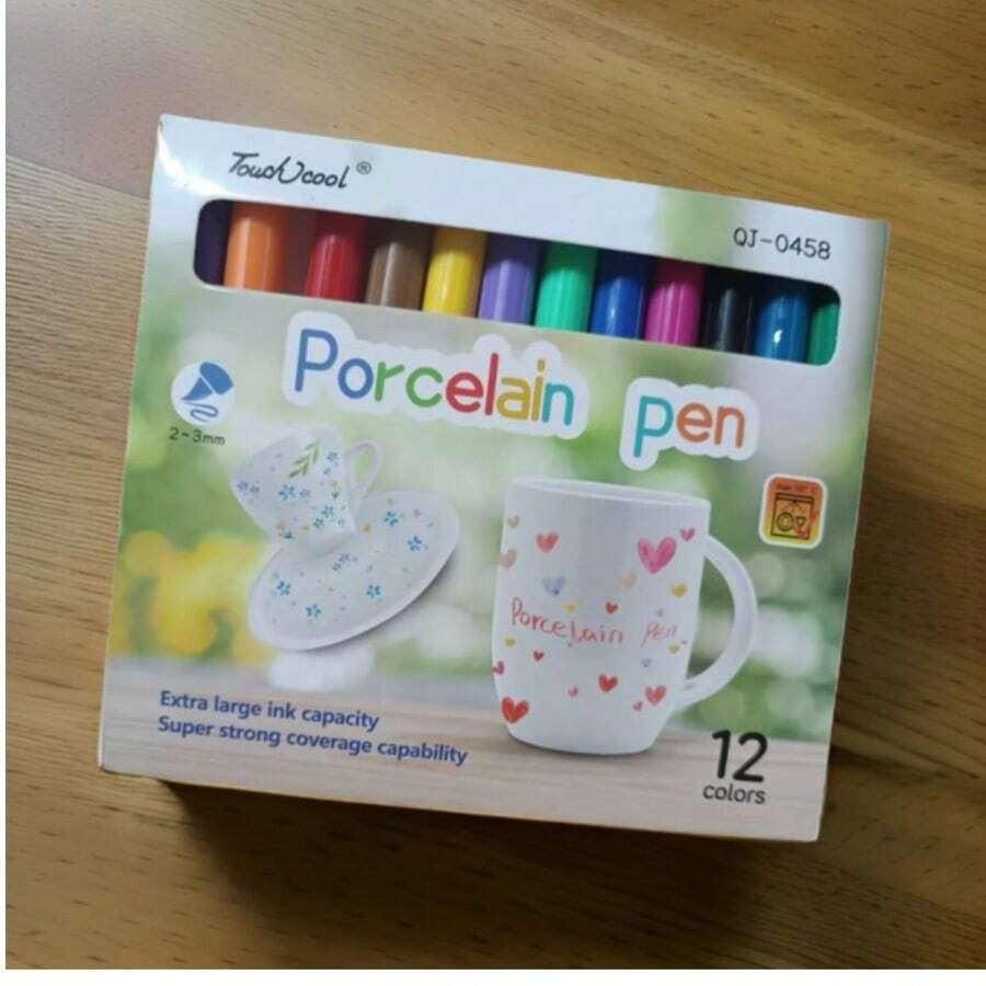 Set de 12 plumones/marcadores para cerámica colores permanentes especiales para pintar y decorar cerámica material artístico ideal para manualidades proyectos escolares y DIY. - Multicolor - Ver 1