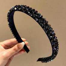 1-Crystal Rhinestone Headband For Women, Sparkling Adjustable Hair Accessories For Wedding Party Bridal Prom Evening Events (Gold/Silver, One Size)