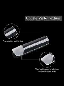 120 piezas Moldes de uñas cuadrados transparentes, juego completo de 12 tamaños XXL mate con gel de polímero doble para extensiones de uñas, herramienta de arte de uñas para salones y bricolaje