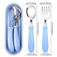 2pcs, Custom Any Name Kids Cutlery Spoon Fork Storage Box Set, Kids Cutlery Set Easter Gifts, For Boys And Girls, Cutlery Set Holiday Gifts, Perfect For Preschool, Kindergarten For Little Children Unified Customized One Set Of Cutlery, School Lunch, Birthday Gifts,Brunch-Ready,Warm Ambience,Home & Living,Customized Dinnerware