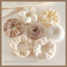 7 件装优质针织卷发带、适合高马尾的毛绒发带、高弹力发带、秋冬发饰 - 彩色 - 查看 3