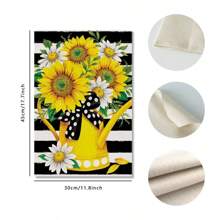 1pc Sunflower & Bee Floral Watercolor Plant Design Garden Flag, Double-Sided Vertical, Cute Fresh Style Garden Flags For Lawn, Garden, Patio, Outdoor/Indoor House Porch Decor, Holiday Party (No Flagpole)