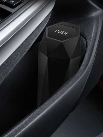 Press-Type Car Trash Can With Lid - 1pc, Mini Car Interior Accessory, Leak-Proof Trash Can, Multi-Purpose Storage Box And Organizer, Suitable For Car, Home, Office