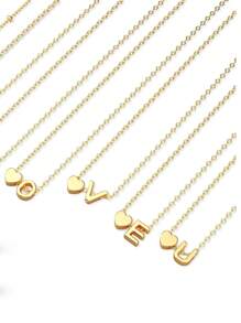 2 件/套优雅情书首字母 A-Z 链式手链，女士珠宝礼物，每段固定长度串珠数量随机 - 金色 - 查看 4