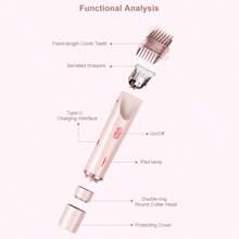 Women's Electric Bikini Trimmer - Rechargeable 2-In-1 Body & Facial Hair Removal Device, IPX7 Waterproof Wet/Dry Use, Dual-Head Hair Trimmer For Face, Underarms, Legs, Grooming Tool