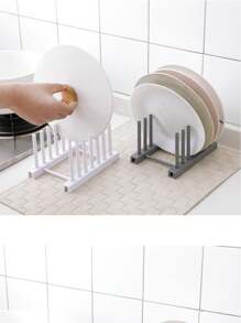 1 pieza Estante multiuso para almacenamiento de cocina, soporte extraíble para ollas y cucharones, escurridor de platos de plástico - Multicolor - Ver 5